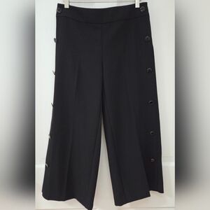 LOFT Black Side Button Wide Leg Pants 2